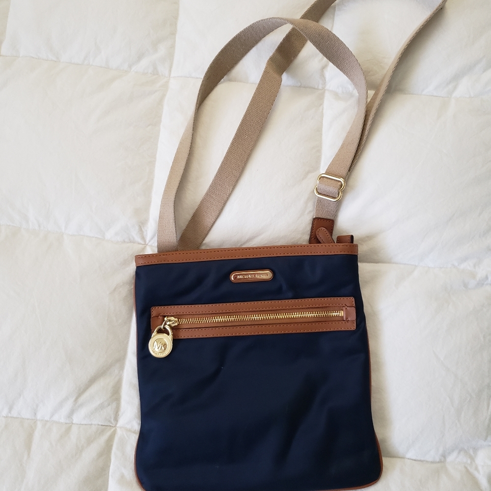 Michael Kors navy canvas crossbody bag